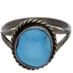 Navajo Handmade Braided Turquoise Ring - Size 8.75