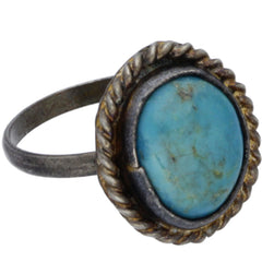 Navajo Handmade Round Braided Turquoise Ring - Size 5.5