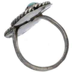 Zuni Handmade Braided 8 Turquoise Snake Eye Ring - Size 6.5