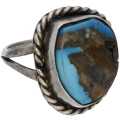 Navajo Handmade Braided Turquoise Ring - Size 5