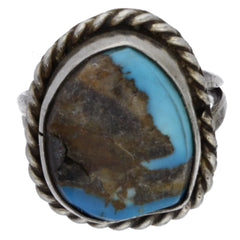 Navajo Handmade Braided Turquoise Ring - Size 5