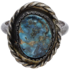 Navajo Handmade Braided Turquoise Ring - Size 5.5