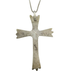 Navajo Handmade Sandcast Coral Cross Necklace