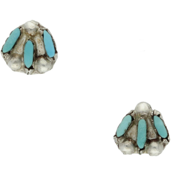 Zuni Turquoise Petit Point Turquoise Trio Stud Earrings