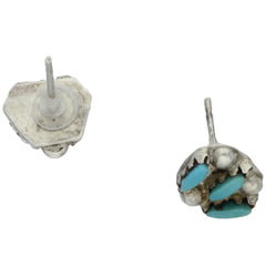 Zuni Turquoise Petit Point Turquoise Trio Stud Earrings