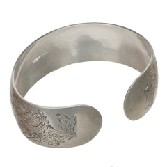 S. Kirk & Son Chrysanthemum Carved Silver Cuff Bracelet