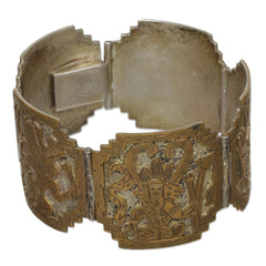 Mexican Aztec Warrior Panels Hinge Bracelet