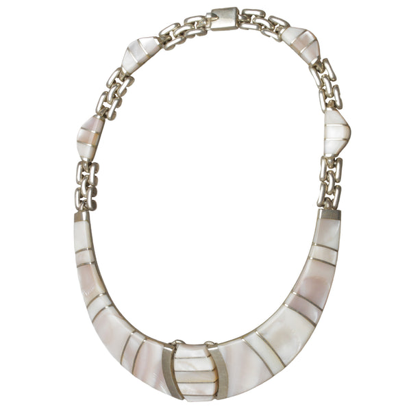 Mother of Pearl Inlay Collar Link Necklace