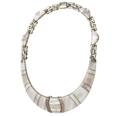 Mother of Pearl Inlay Collar Link Necklace