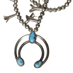 Navajo Turquoise Squash Blossom Necklace