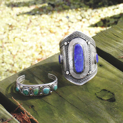 Eastern Braided & Dotted Wide Lapis Lazuli Cuff