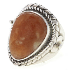 Eastern Floral Peach Quartz Ring - Size 7.25