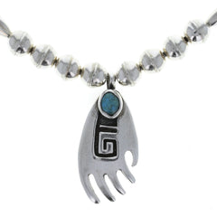 Navajo Turquoise Bear Paw Beaded Pendant Necklace