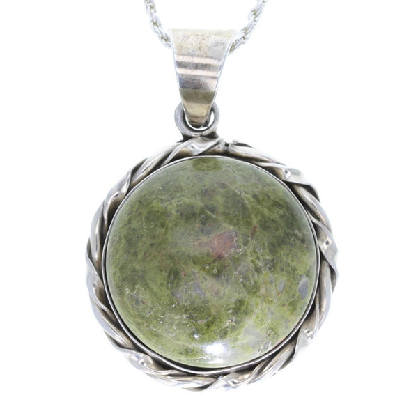 Taxco Round Unakite Pendant Necklace