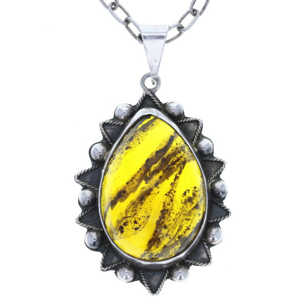 Smoky Amber Drop Pendant Necklace