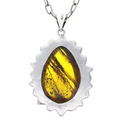 Smoky Amber Drop Pendant Necklace