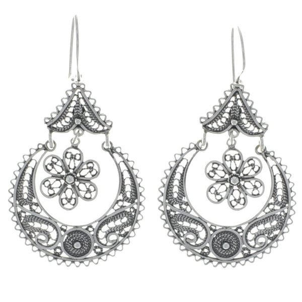 Turkish Floral Filigree Dangle Earrings