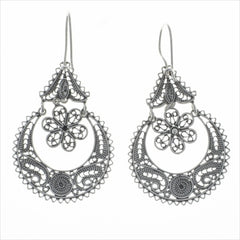 Turkish Floral Filigree Dangle Earrings