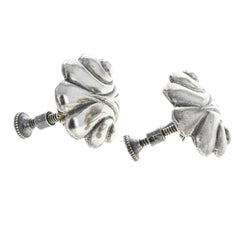 1940s Embossed Scroll Screw-Back Earrings