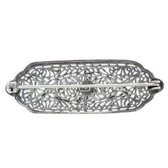 Intricate Die-Cut Scroll Rhinestone Bar Brooch