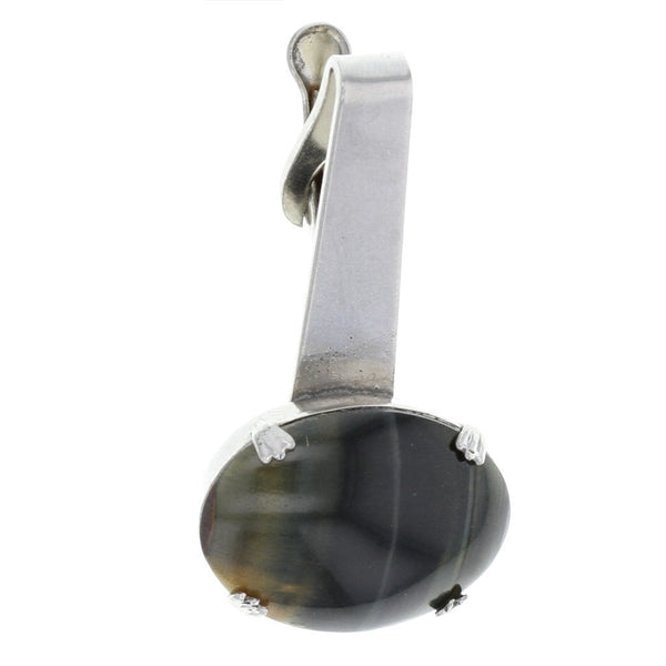 Green Tigers Eye Tie Clip