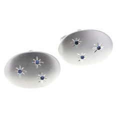 1960s Blue Rhinestone Oval Cufflinks