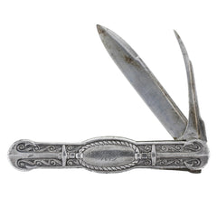 Engraved Art Nouveau Scroll Pocket Knife