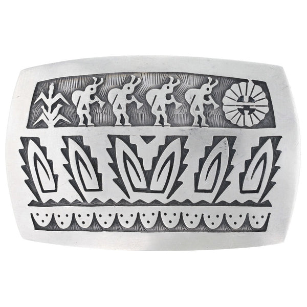 Hopi Kokopelli Corn Overlay Belt Buckle
