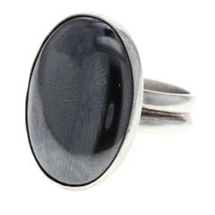 Smooth Hematite Oval Ring - Size 9