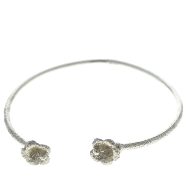 Dainty Carved Flower Cuff Bracelet