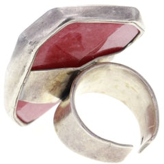 Chunky Faceted Pink Jade Ring - Size 6.5