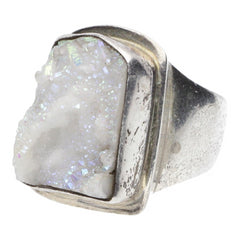 Chunky White Druzy Ring - Size 6