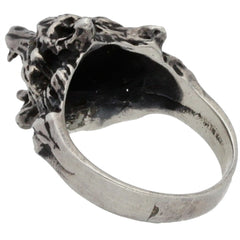 Ruby Eyed Wolf Head Ring - Size 10.5