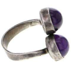 Modernist Amethyst Cabochon Bypass Ring - Size 5