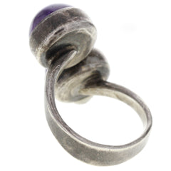 Modernist Amethyst Cabochon Bypass Ring - Size 5