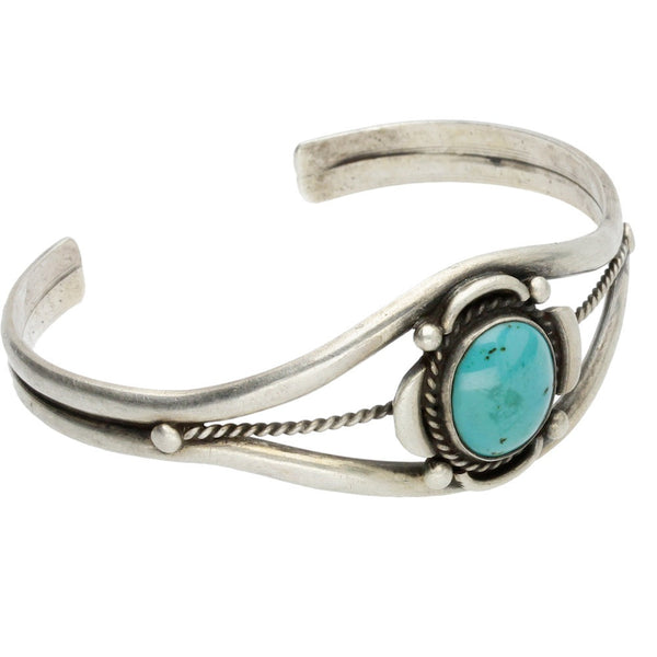 Navajo Handmade Turquoise Flower Cuff Bracelet