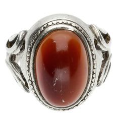 Oval Carnelian Cabochon Ring - Size 9.5