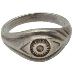 Hand Carved Evil Eye Ring - Size 7.5