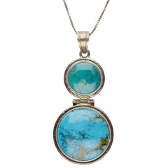 Round Turquoise Cabochon Pendant Necklace