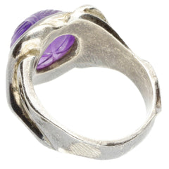 Hand Carved Amethyst Freeform Ring - Size 8.75