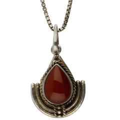 Bali Braided Carnelian Drop Pendant Necklace