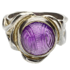 Hand Carved Amethyst Freeform Ring - Size 8.75