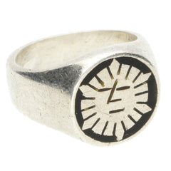 Mexico Aztec Black Enamel Sun Ring - Size 8.75