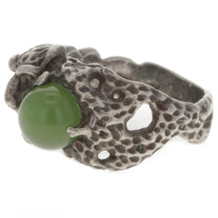 Handmade Freeform Green Jade Ring -  Size 5