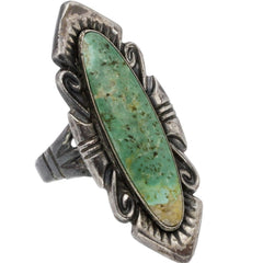 Navajo Elongated Green Turquoise Ring - Size 7.25