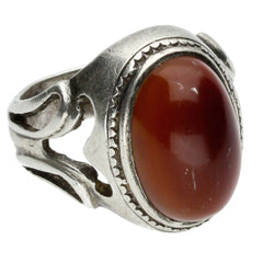 Oval Carnelian Cabochon Ring - Size 9.5