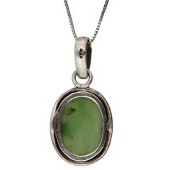 Oval Green Jade Cabochon Pendant Necklace