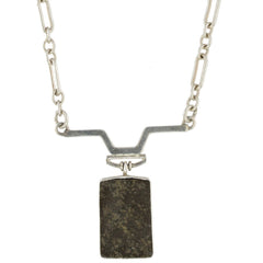 Brown Jasper Rectangle Elongated Cable Chain Necklace