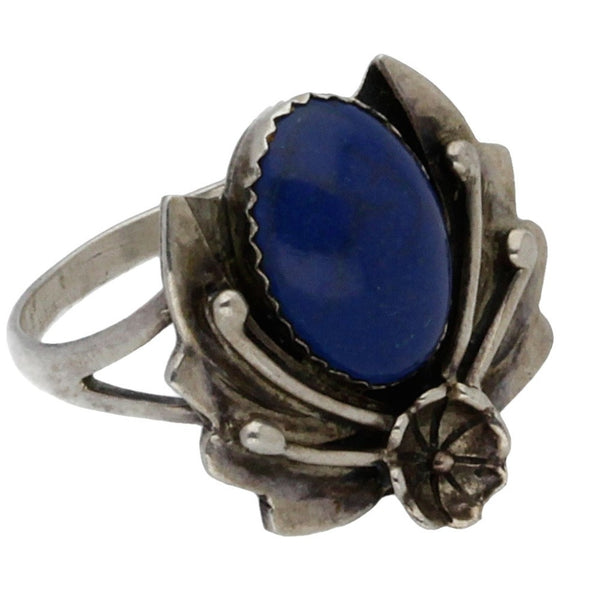 Southwestern Stc Lapis Lazuli Flower Ring - Size 8.75