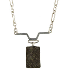 Brown Jasper Rectangle Elongated Cable Chain Necklace